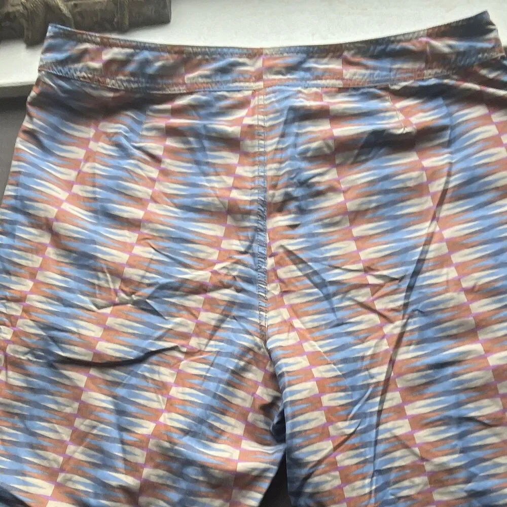 Tommy Bahama Relax Men's Swim Trunks Size 38 Blue Geometric Drawstring Mesh